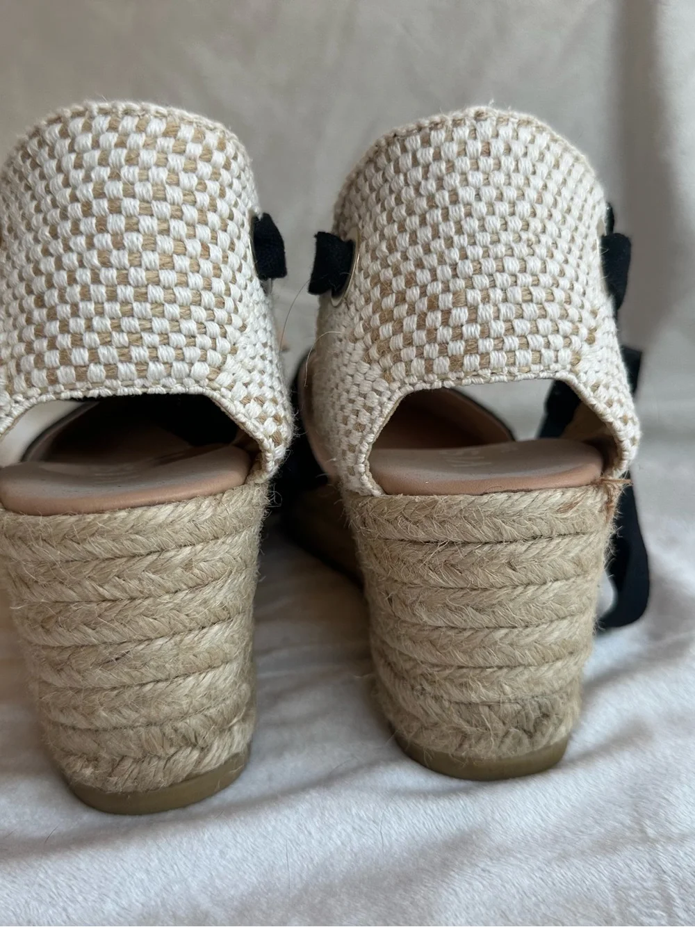 VISCATA Barcelona Black Espadrille Wedges with Ankle Tie